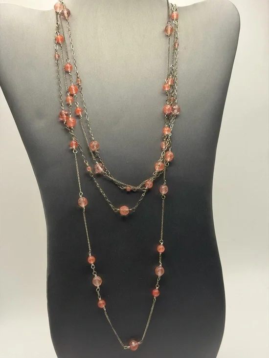 Double Strand Pink Crystal Bead Layered Necklace - Carolee - Picture 2 of 5